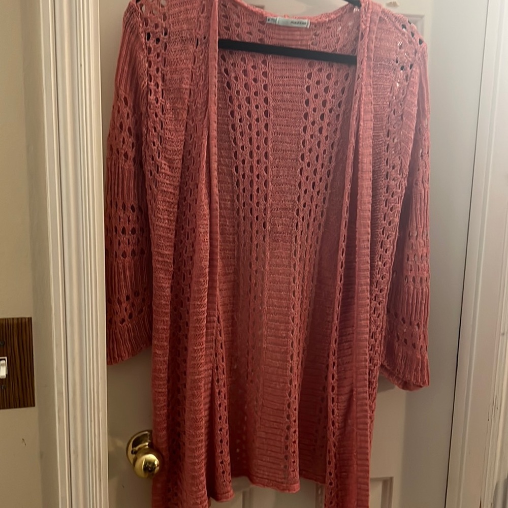 Beautiful Maurice Sz Med open stitch sweater with hood